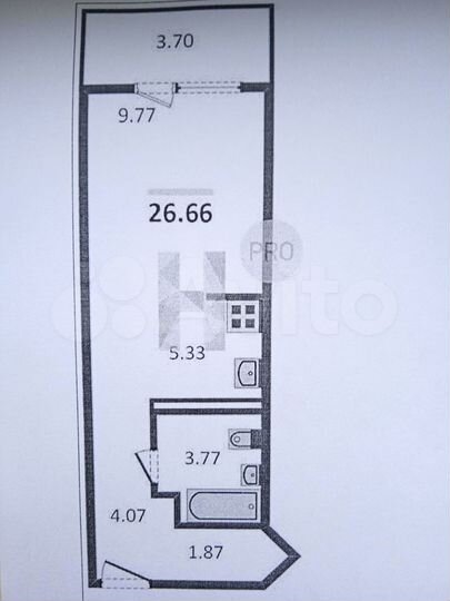 Квартира-студия, 26,6 м², 11/19 эт.