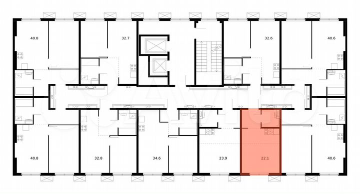 Квартира-студия, 22,1 м², 12/17 эт.
