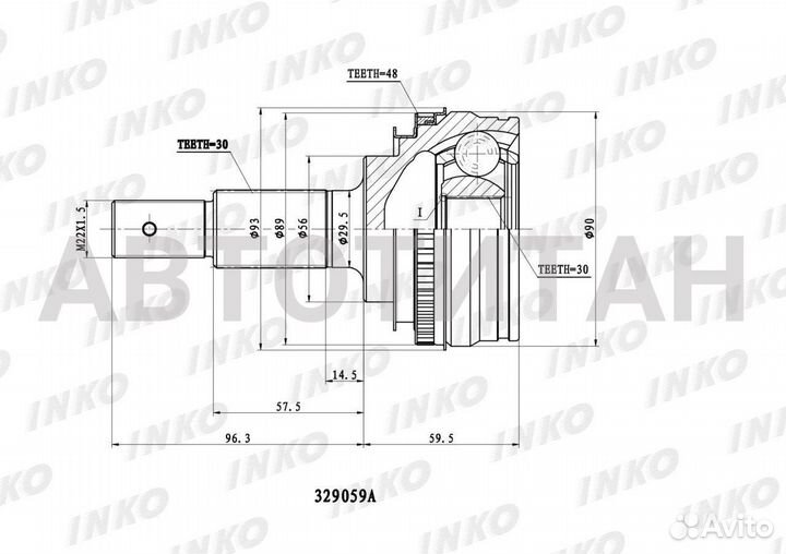 Шрус внешний 30/30 ABS 48 toyota mark II/cresta/ch