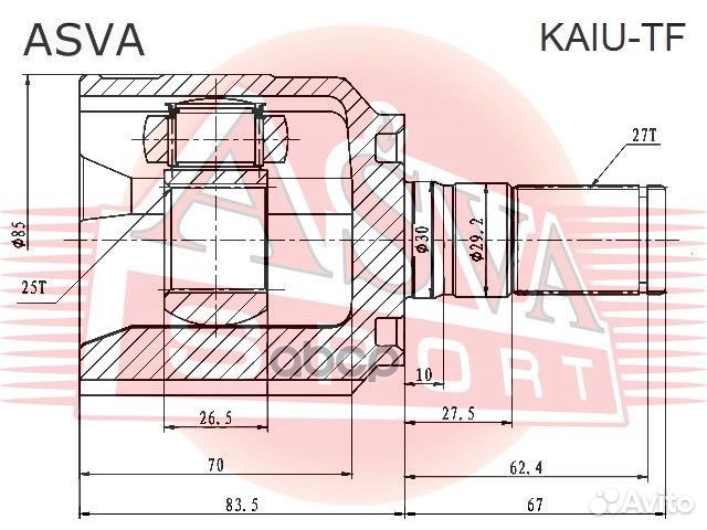Шрус внутренний лев kaiutf asva