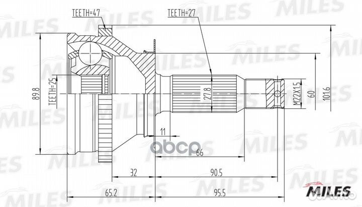 Шрус hyundai santa FE/sonata EF III-IV/trajet/K