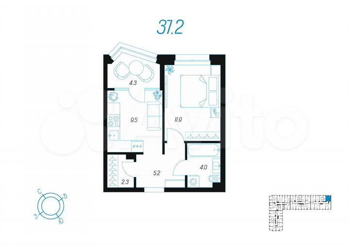 1-к. квартира, 37,2 м², 15/24 эт.