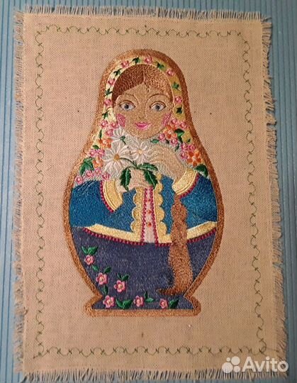 Машинная вышивка.Матрешки