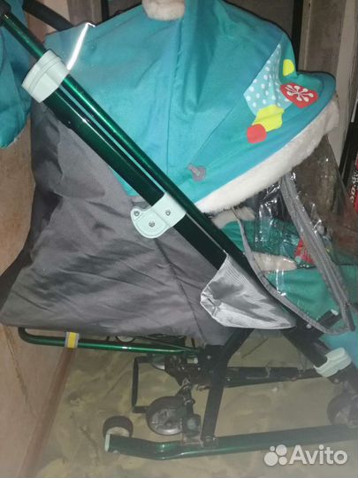 Детские санки коляска с колесами
