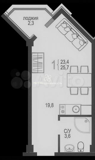 Апартаменты-студия, 26 м², 4/4 эт.