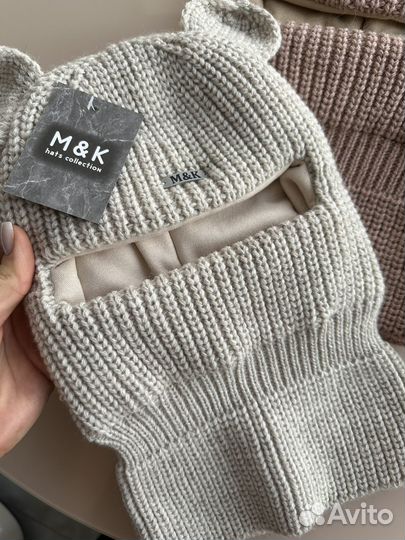 Шапка шлем мишка детская зима