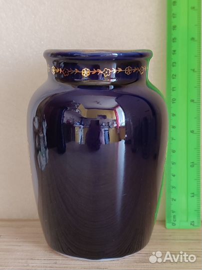 Ваза. лфз. Кобальт. Позолота. Высота - 15 см