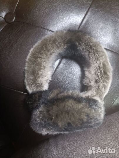 Наушники серые натуральный мех 