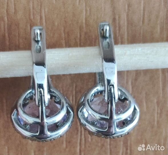 Серебряные серьги с аметистом