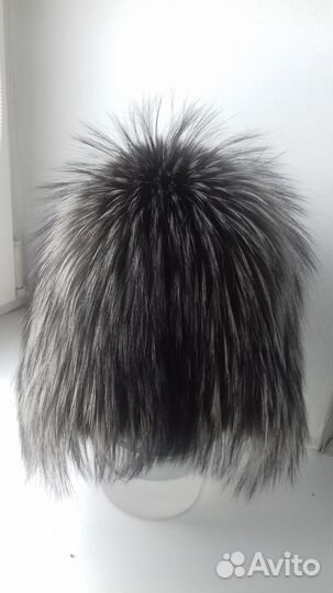 Шапка из вязаного меха чернобурки