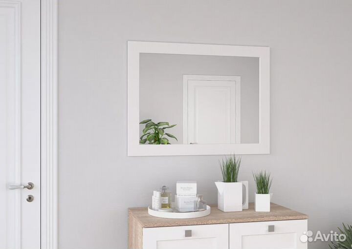 Зеркало в белой рамке 80х60 (Новое)