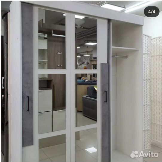 Шкаф-купе топ бетон\белый