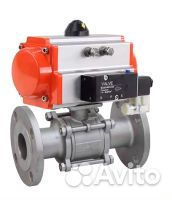 Кран шаровой DN.ru кшфпт 304.180 Ду25 Ру40, трехсоставной полнопроходной фланцевый, нержавеющая стал