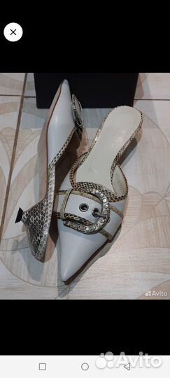 Итальянские мюли из натуральной кожи с острым носо