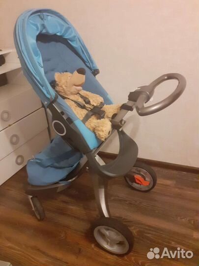 Голубой текстиль на stokke xplory(dsland)