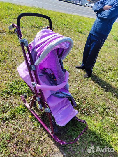 Коляска санки с колесами
