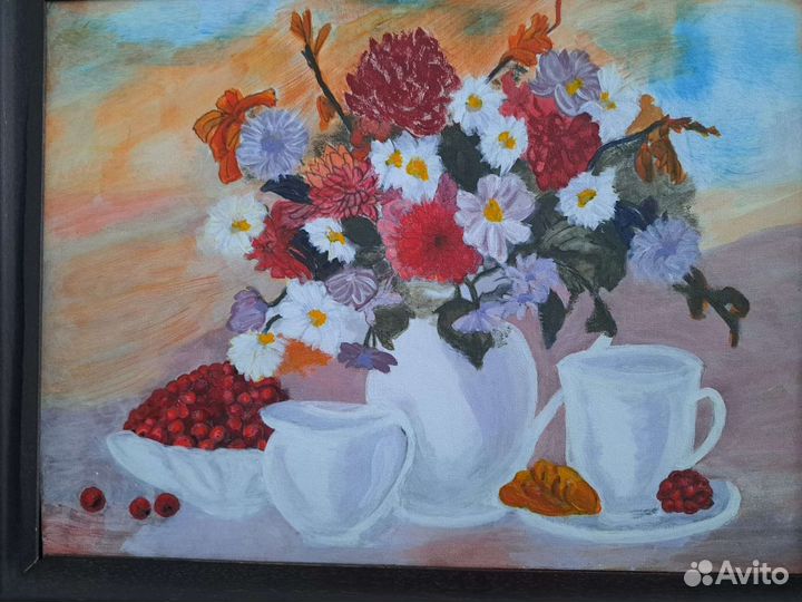 Картина в раме. Холст. Натюрморт. 40х30