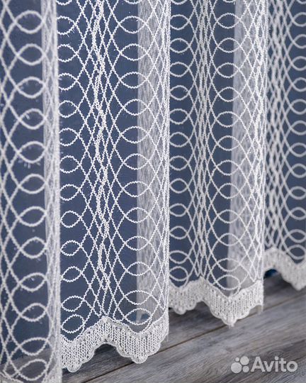 Тюль дентель Ажур молочный готовый на окна пошив