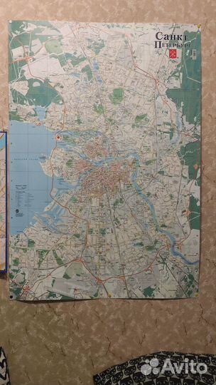 Карта Санкт-Петербург настенная