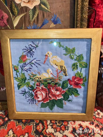 Вышивки в рамках старинные