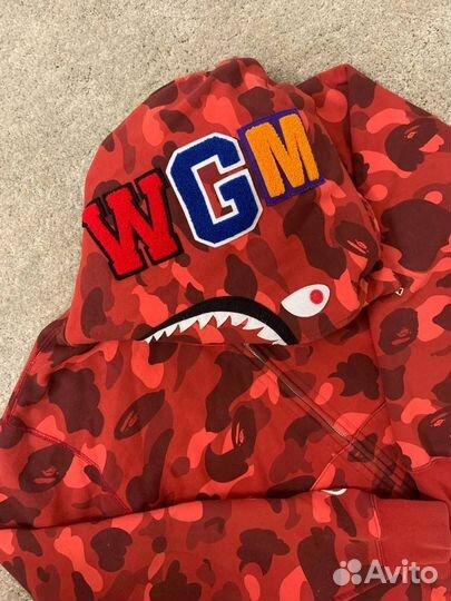 Bape Shark Zip Hoodie Red