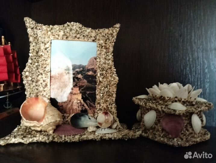 Фоторамка шкатулка ракушки декор сувенир