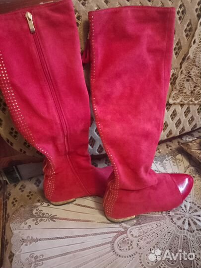 Ботфорты красные 38