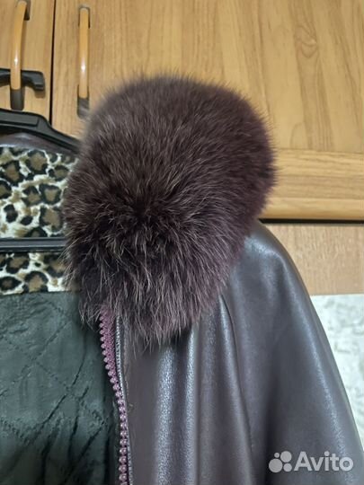 Куртка цвет вишни натуральные мехи кожа