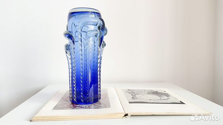 Ваза Ожерелье Бердников цветное стекло СССР винтаж