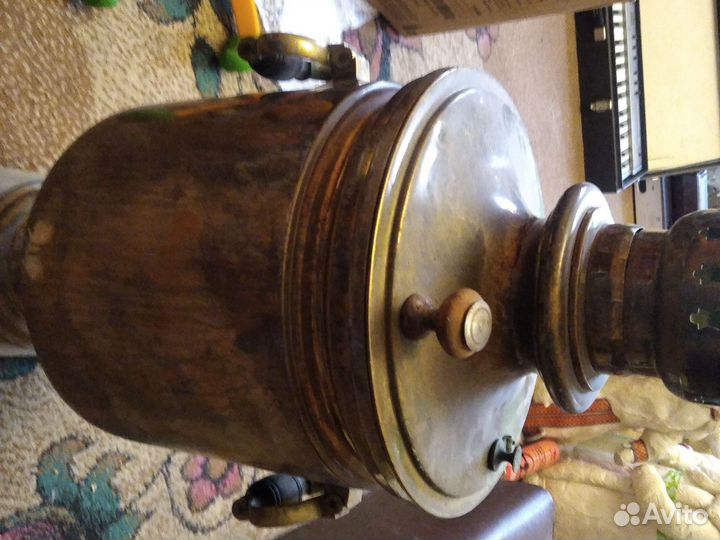 Самовар на дровах старинный латунь Баташев