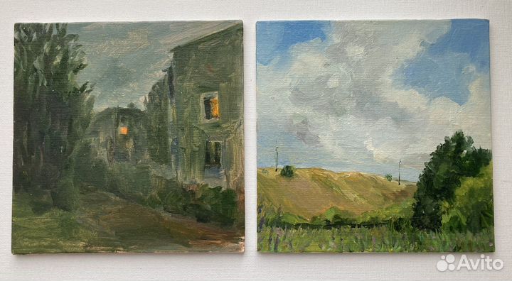 Пленэр пейзажи этюды 15*15 и 15*20см от автора