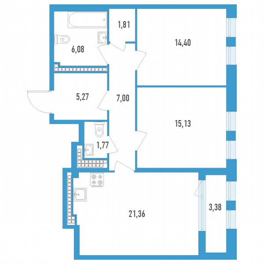 2-к. квартира, 74 м², 18/23 эт.