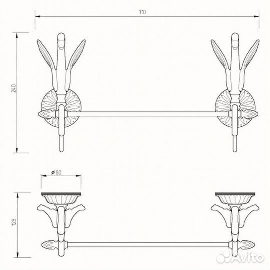 Полотенцедержатель 70 см Migliore Luxor 26133 золото