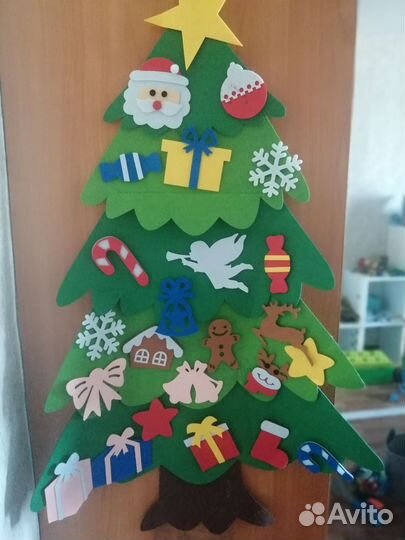 Елка из фетра+игрушки на липучках