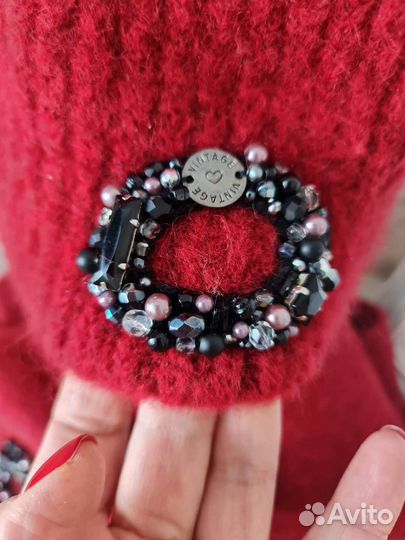 Шапка и шарф шерсть комплект с декором