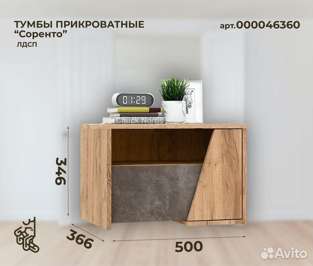 Тумбы прикроватные 2шт. Стиль лофт. Соренто