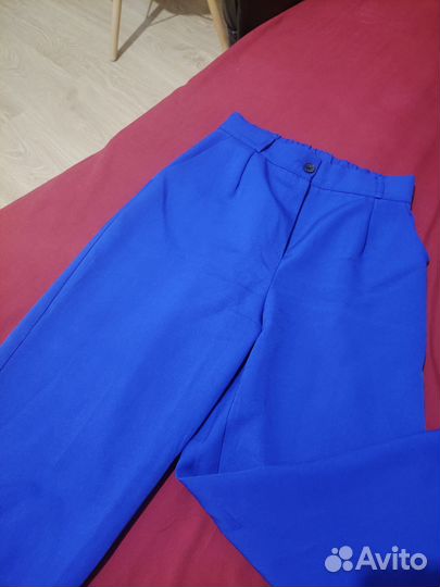 Брюки женские зауженные с высокой посадкой синие