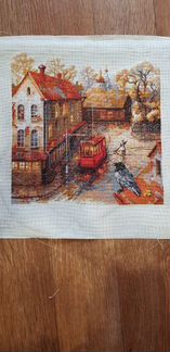 Картина вышитая полукрестом Осень