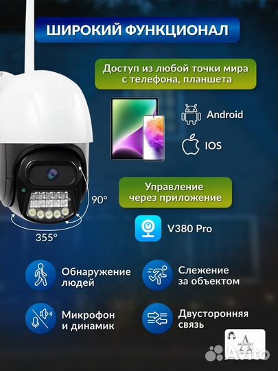 Умная 4G камера, поворотная от симки