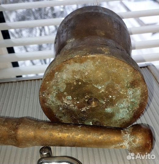 Ступа, ступка с пестиком. Латунь, 3,5 кг