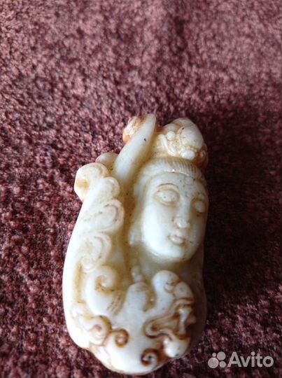 Старинный нефрит Будда Амулет, Кольцо, Шар