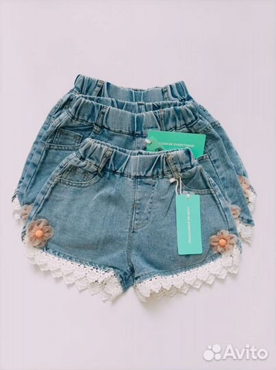 Джинсовые шорты с кружевом для девочки