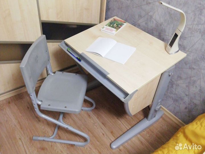 Комплект. Растущая парта + растущий стул+ полка