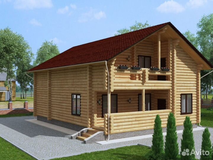 Сруб дома из бревна