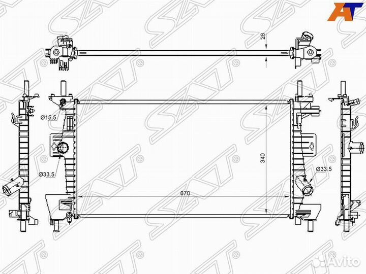 Радиатор охлаждения двигателя SG-FD0011 Ford Focus