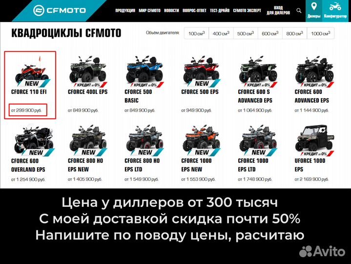 Детский квадроцикл cfmoto cforce 110 EFI