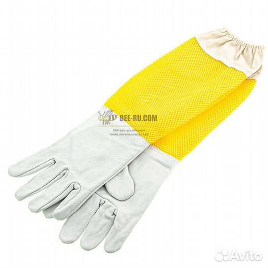 Перчатки пчеловода Air-Max White(кожа, сетка)