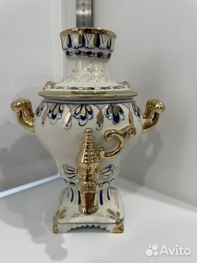 Самовар фарфоровый Гжель