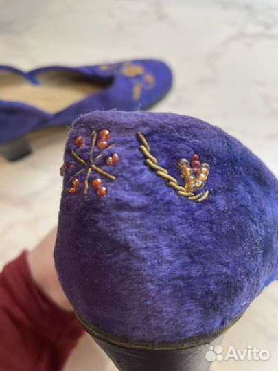 Туфли винтаж расшитые бисером 22,5