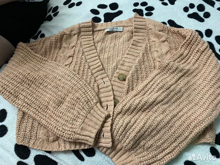 Вязаный укороченный кордиган xl